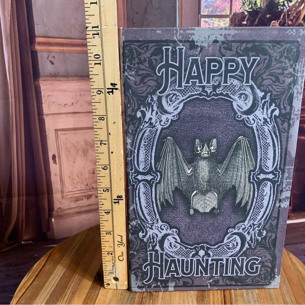 Happy Haunting Halloween Faux Book Decor Remote Control Storage Stash Decor - Picture 10 of 12